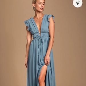 Blue Lulus Wedding Guest Dress / Size M / Worn Once